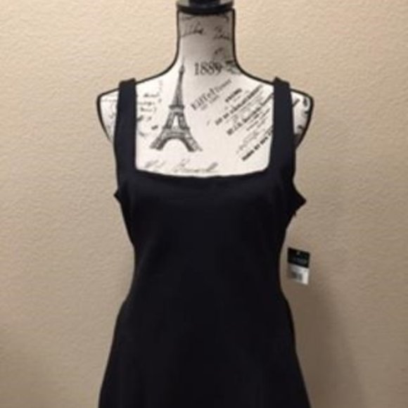 RALPH LAUREN BLACK SCUBA CUT OUT BACK A-LINE SHORT DRESS 14 - Picture 4 of 6